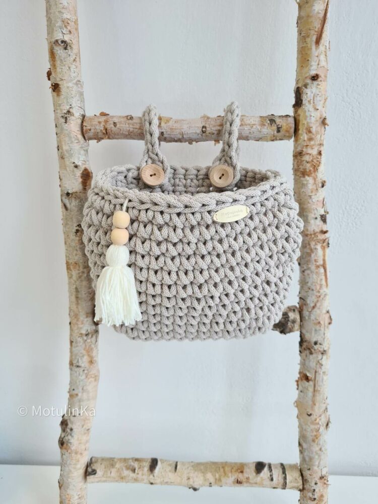 Hand-woven cot organizer - Beige