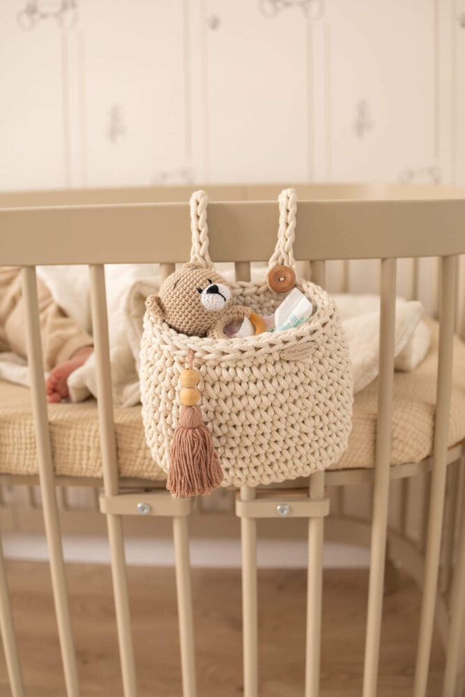 Organizer na łóżeczko ręcznie pleciony - Naturalny