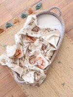 Kocyk dla dzieci i niemowląt leśne śpiochy - śmietanka