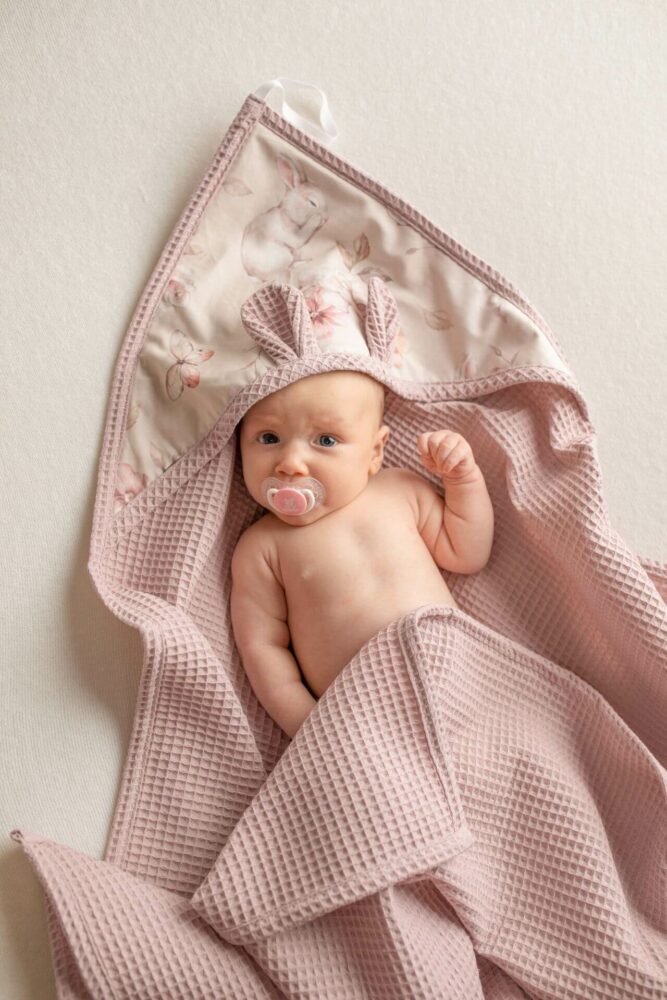 Asciugamano a nido d'ape per bambini e neonati Pastel Glade - rosa cipria