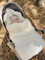 Śpiworek do wózka dla dzieci i niemowląt baranek + velvet śmietanka - obrazek 2