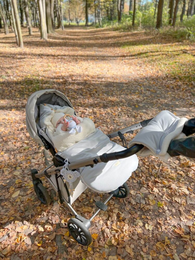 Śpiworek do wózka dla dzieci i niemowląt baranek + velvet szary