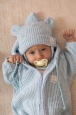 Czapeczka bawełniana sweterkowa dla dzieci i niemowląt - błękitna