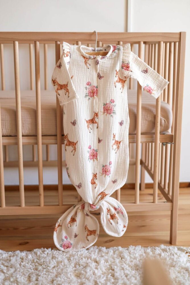 Śpioszki niemowlęce (śpiworek) muślinowe sarenki z ogonkiem