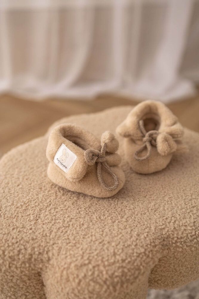Buciki niemowlęce polarkowe beżowe