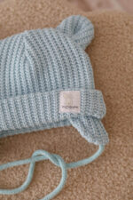 Czapeczka bawełniana sweterkowa dla dzieci i niemowląt - błękitna - obrazek 5