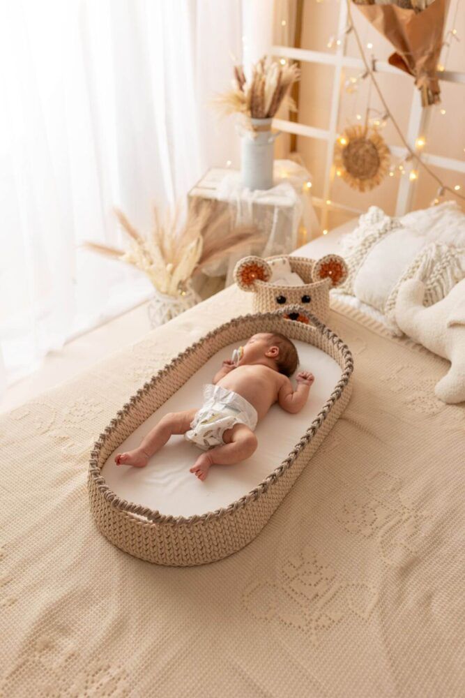 Przewijak z materacem dla niemowląt naturalny/cappuccino