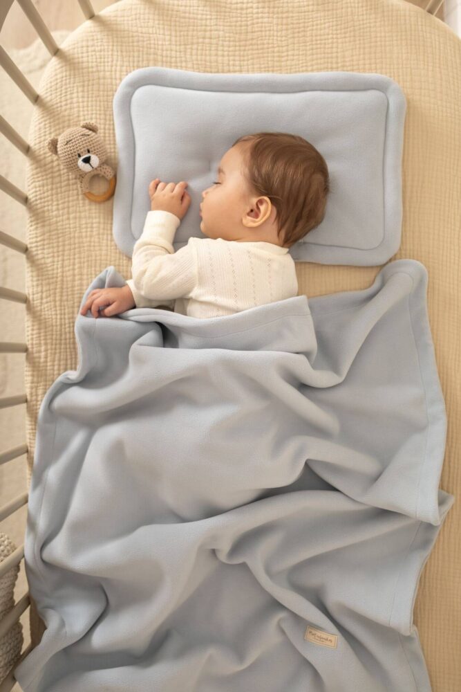Blanket for children and babies teddy bear gray blue