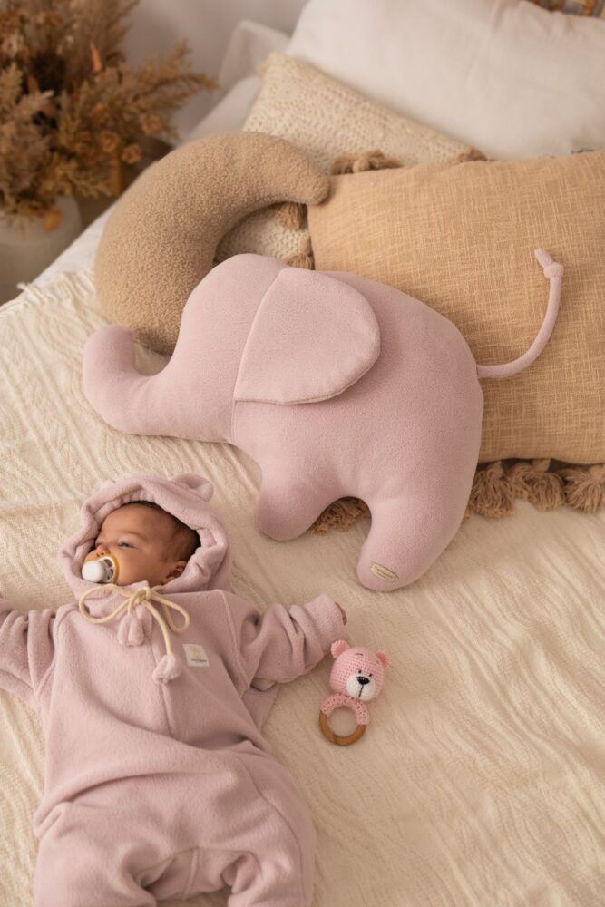 Poduszka słonik pluszowy miś pudrowy róż