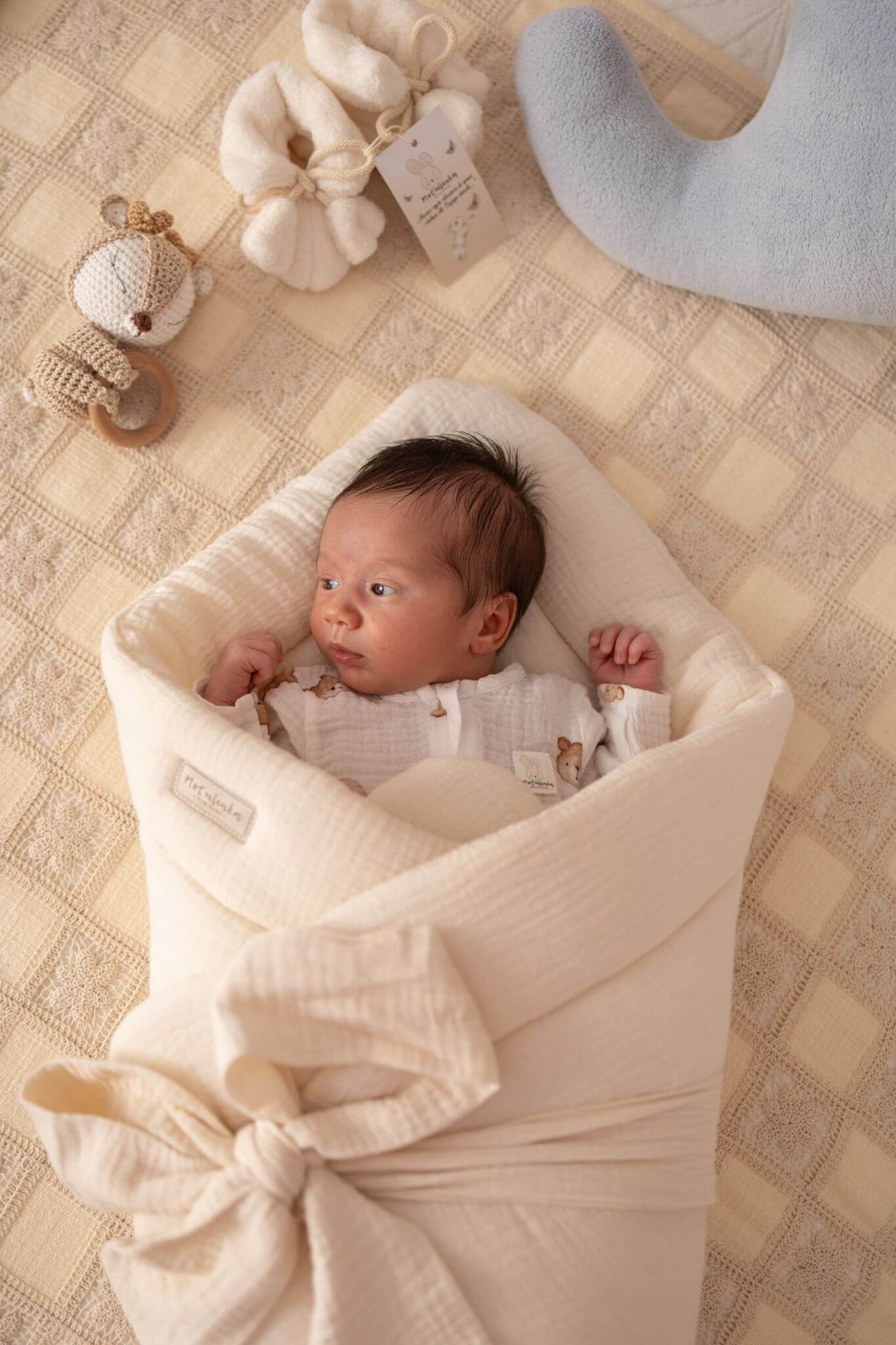 rozek baby natural 7 Rożek niemowlęcy muślinowy Premium - Baby Natural - obrazek 4