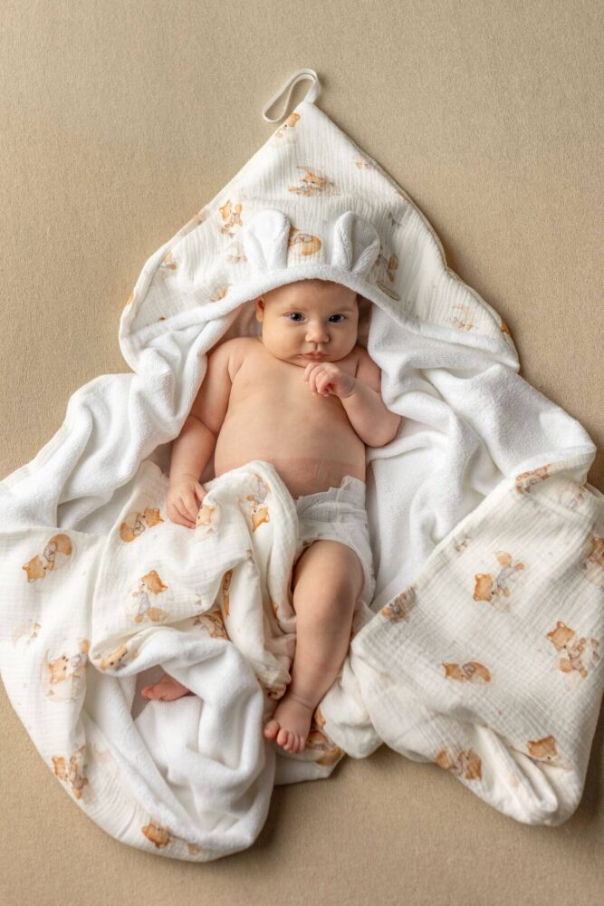Bamboo towel for children and babies + fox muslin
