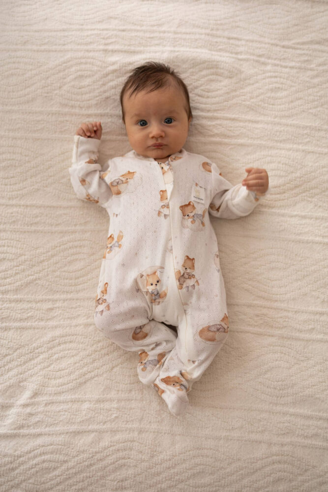 Ażurkowe śpioszki niemowlęce liski