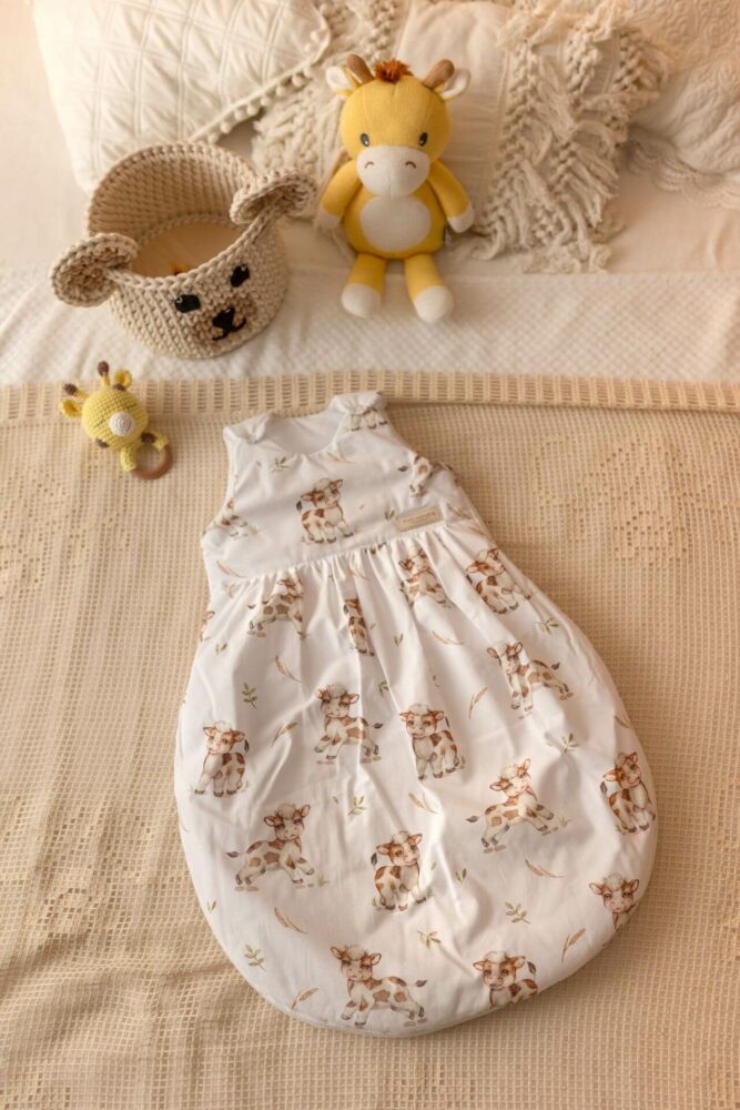 Śpiworek niemowlęcy premium do spania Krówki
