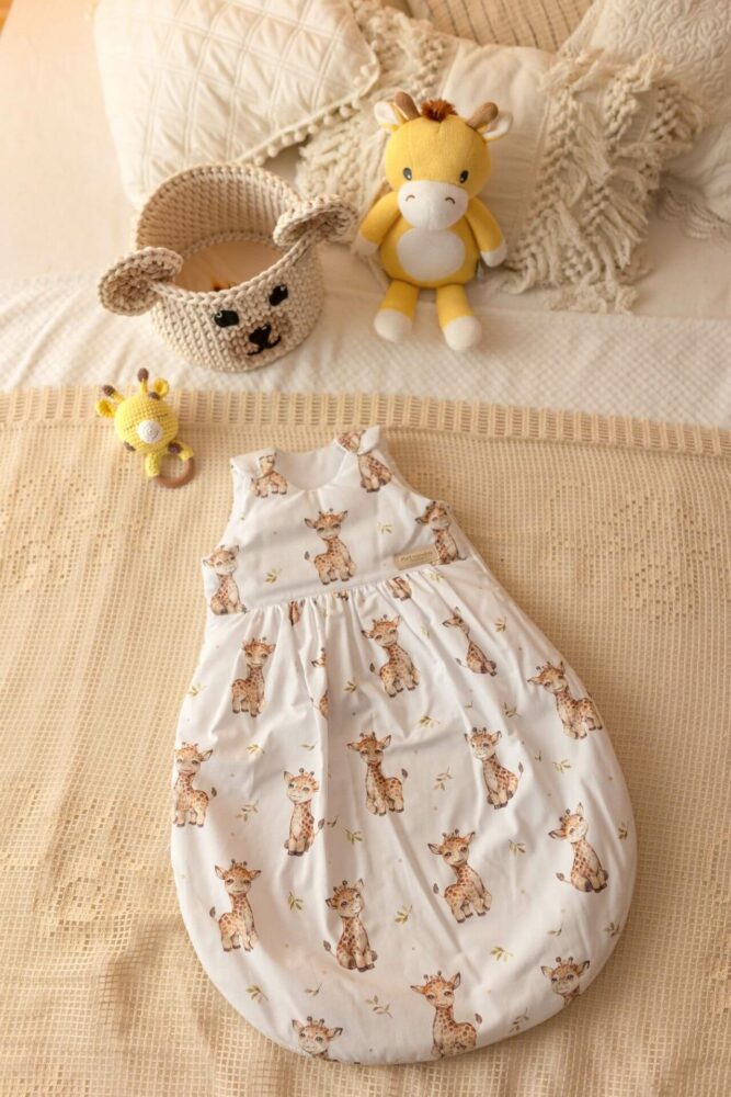 Śpiworek niemowlęcy premium do spania Żyrafki