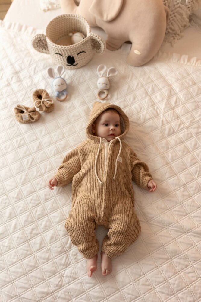 Tutina in maglia di cotone per neonati Mucca da latte