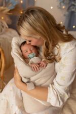 Rożek niemowlęcy lniano muślinowy w jodełkę piaskowy beż - obrazek 4