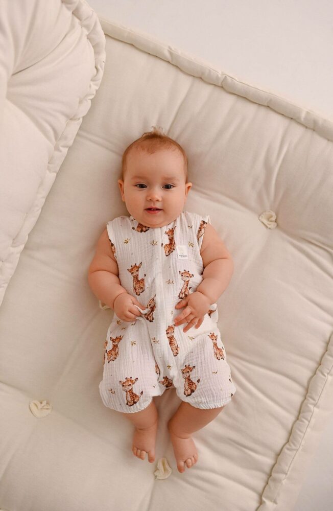 Baby Muslin Summer Giraffe Rompers