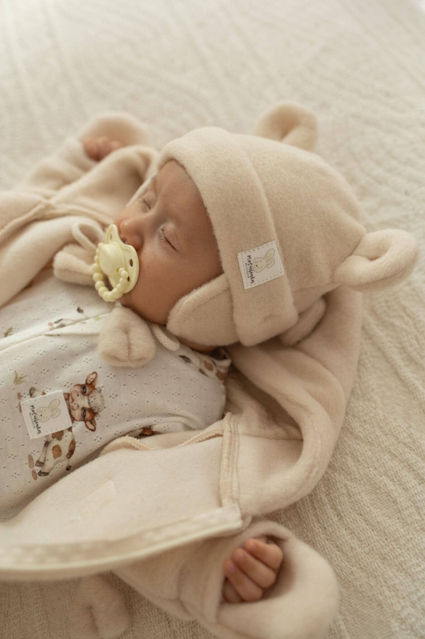 Salopette in lana merino per neonati, vaniglia Autunno/Inverno