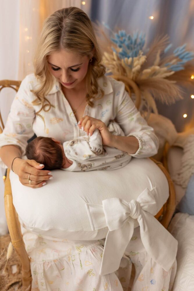 Poduszka do karmienia len/wiskoza kremowa