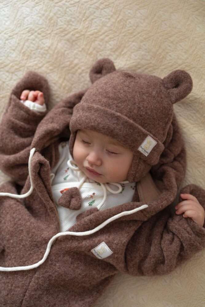 Czapeczka Wełna Merino dla dzieci i niemowląt – kakao