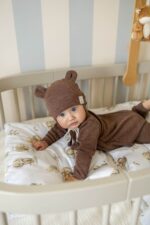 Czapeczka Wełna Merino całoroczna dla dzieci i niemowląt - czekolada - obrazek 4