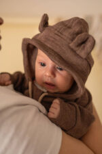 Kombinezon niemowlęcy z Wełny Merino wiosenno-letni czekolada - obrazek 5