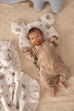 Copertina in mussola per neonati (quattro strati) / fascia double-face con volant Elefanti - immagine 3