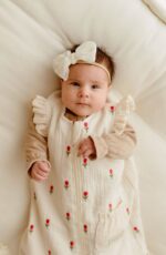 Letni muślinowy śpiworek dla niemowląt haftowane tulipany - obrazek 2