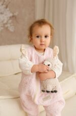 Śpiworek z nogawkami muślinowy do spania pikowane kwiatuszki pudrowy róż - obrazek 3