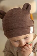 Czapeczka wełna merino całoroczna dla dzieci i niemowląt - czekolada