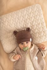 Czapeczka wełna merino całoroczna dla dzieci i niemowląt - czekolada - obrazek 5