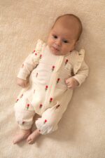 Rampers niemowlęcy muślinowy haftowane tulipany - obrazek 2