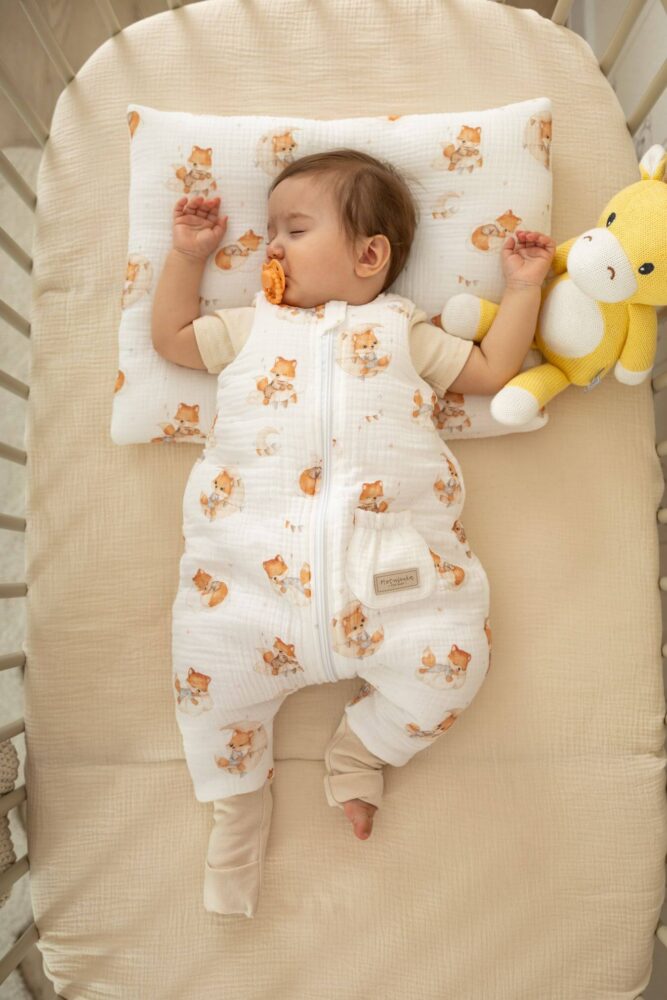 Śpiworek z nogawkami muślinowy premium do spania Liski