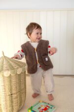 Kamizelka dziecięca z wełny merino czekolada