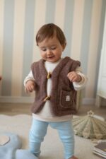 Kamizelka dziecięca z wełny merino kakao - obrazek 5