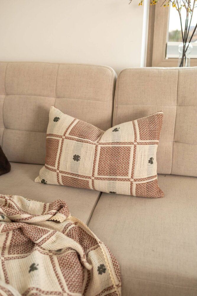 Poszewka na poduszkę 40x60cm dziana bawełniana - koniczynka