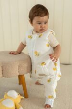 Śpiworek z nogawkami muślinowy premium do spania Słoneczne owocki - cytrynki - obrazek 2