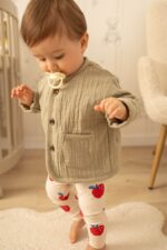 Kurteczka muślinowa wiosenno-letnia oliwkowa zieleń