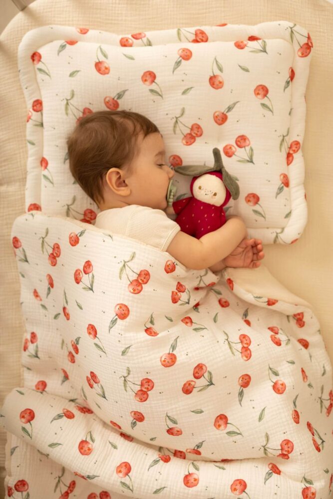 Pościel muślinowa premium dla dzieci i niemowląt słoneczne owocki - wisienki