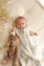 Śpiworek niemowlęcy dziany organic cotton niebieskie gwiazdki